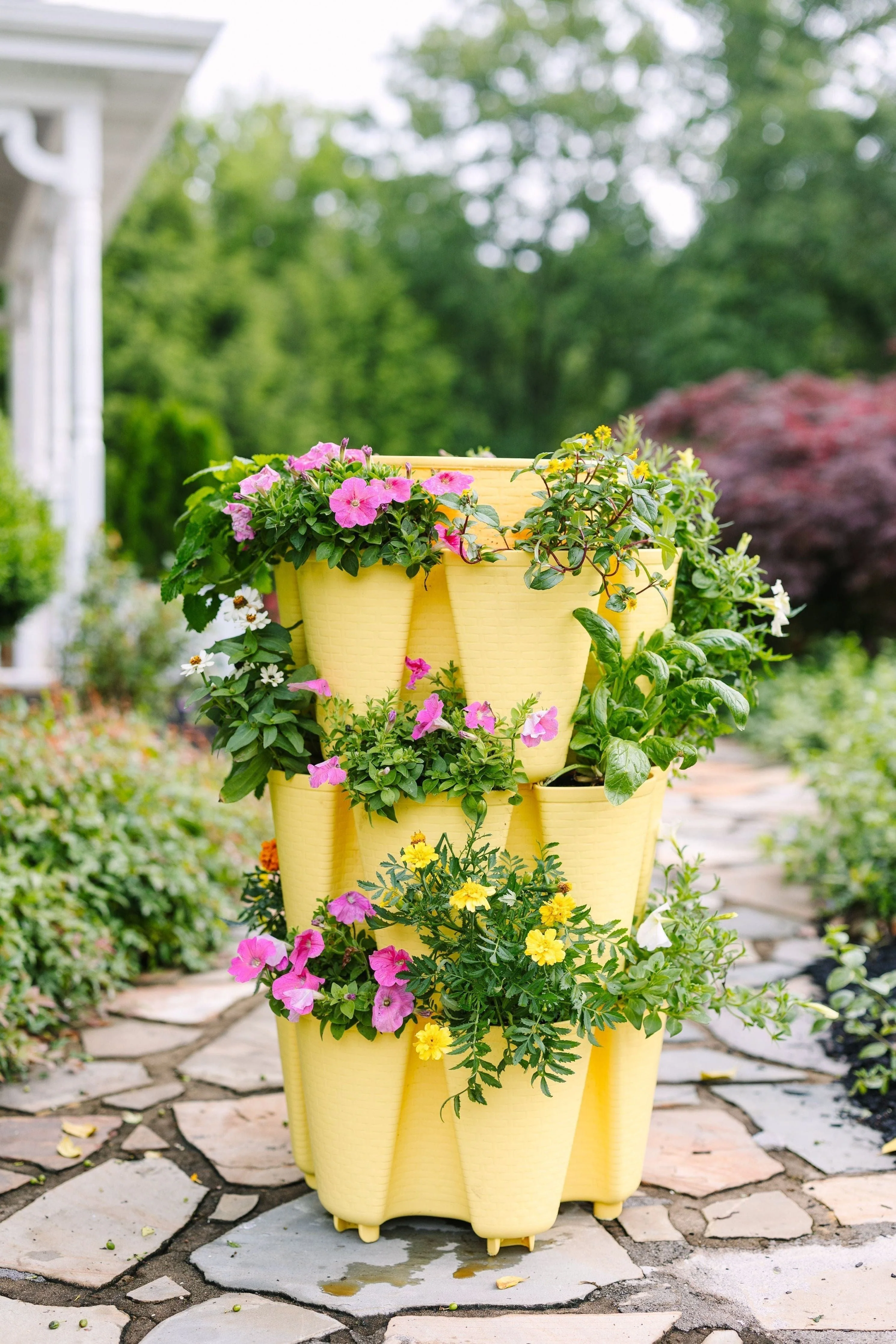 3 Tier GreenStalk Original Vertical Planter | Lemon (Basket Weave Texture)