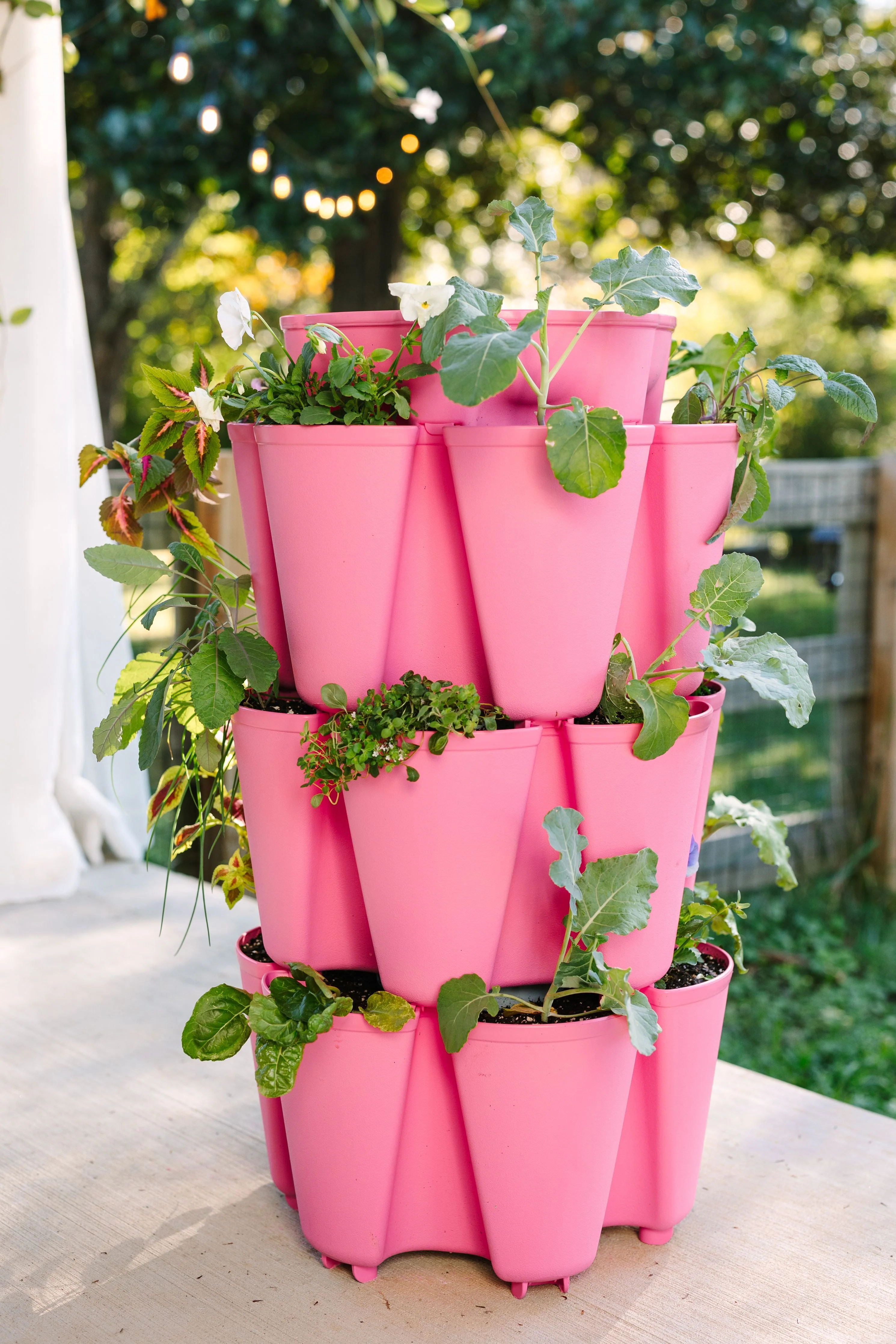 3 Tier GreenStalk Original Vertical Planter | Strawberry Pink (Basic Texture)
