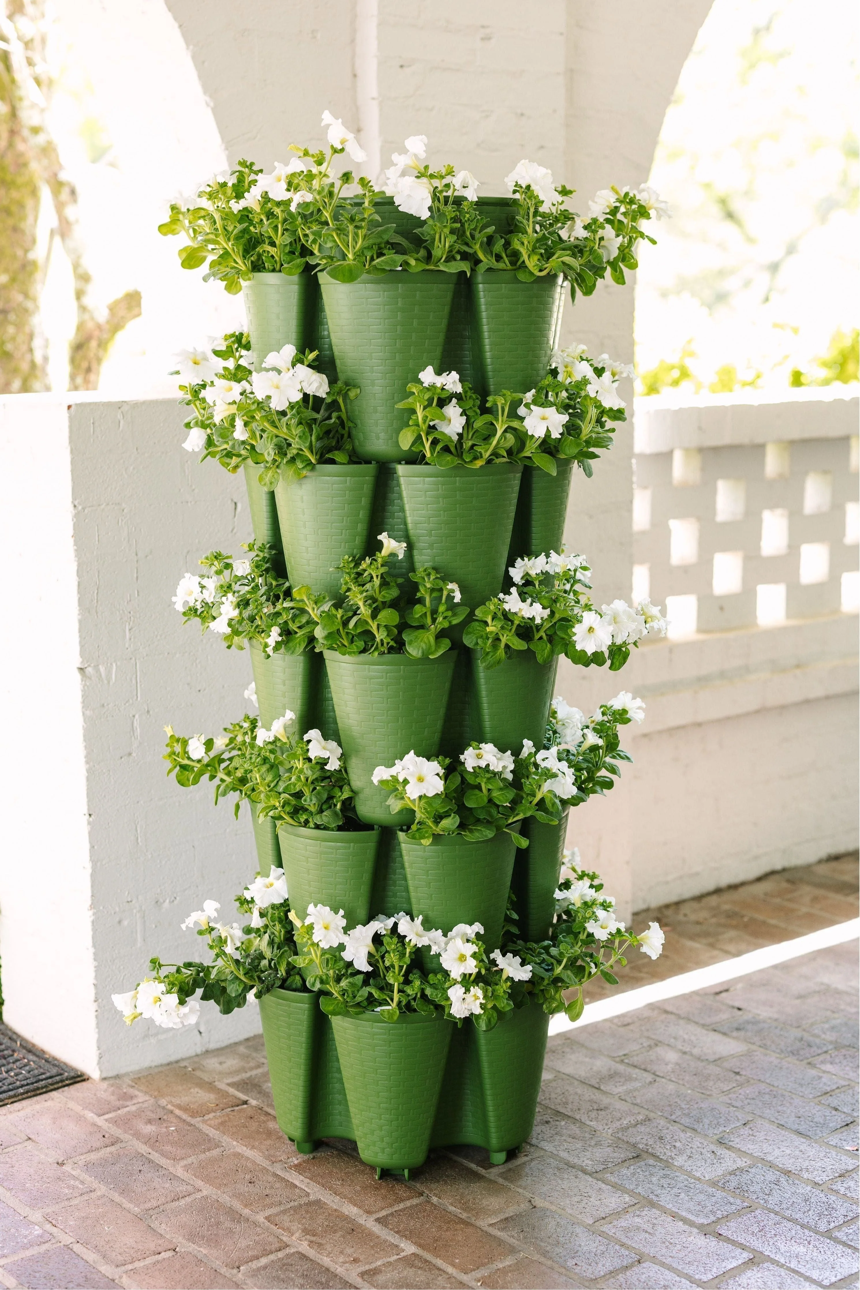 5 Tier GreenStalk Original Vertical Planter | Evergreen (Basket Weave Texture)