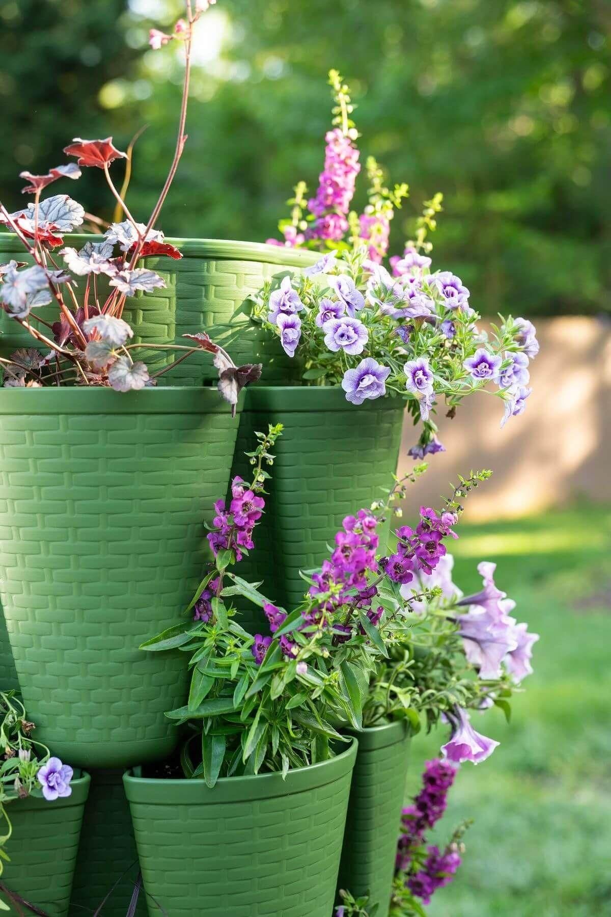 5 Tier GreenStalk Original Vertical Planter | Evergreen (Basket Weave Texture) - Image 4