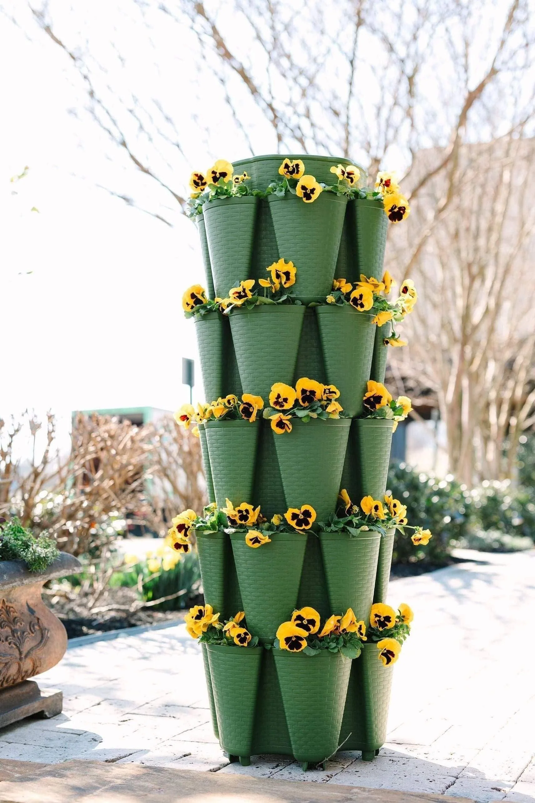 5 Tier GreenStalk Original Vertical Planter | Evergreen (Basket Weave Texture) - Image 6