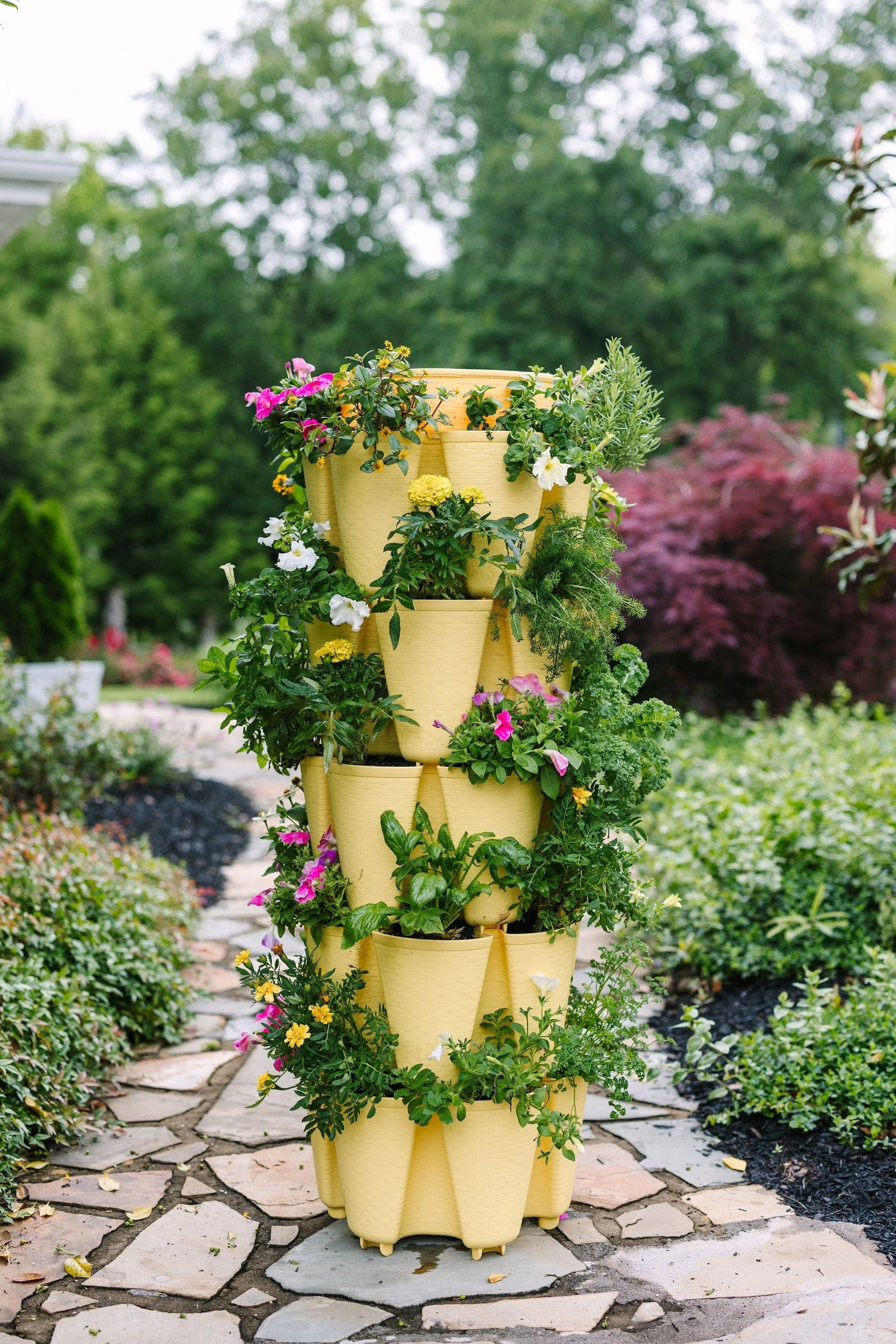 5 Tier GreenStalk Original Vertical Planter | Lemon (Basket Weave Texture)