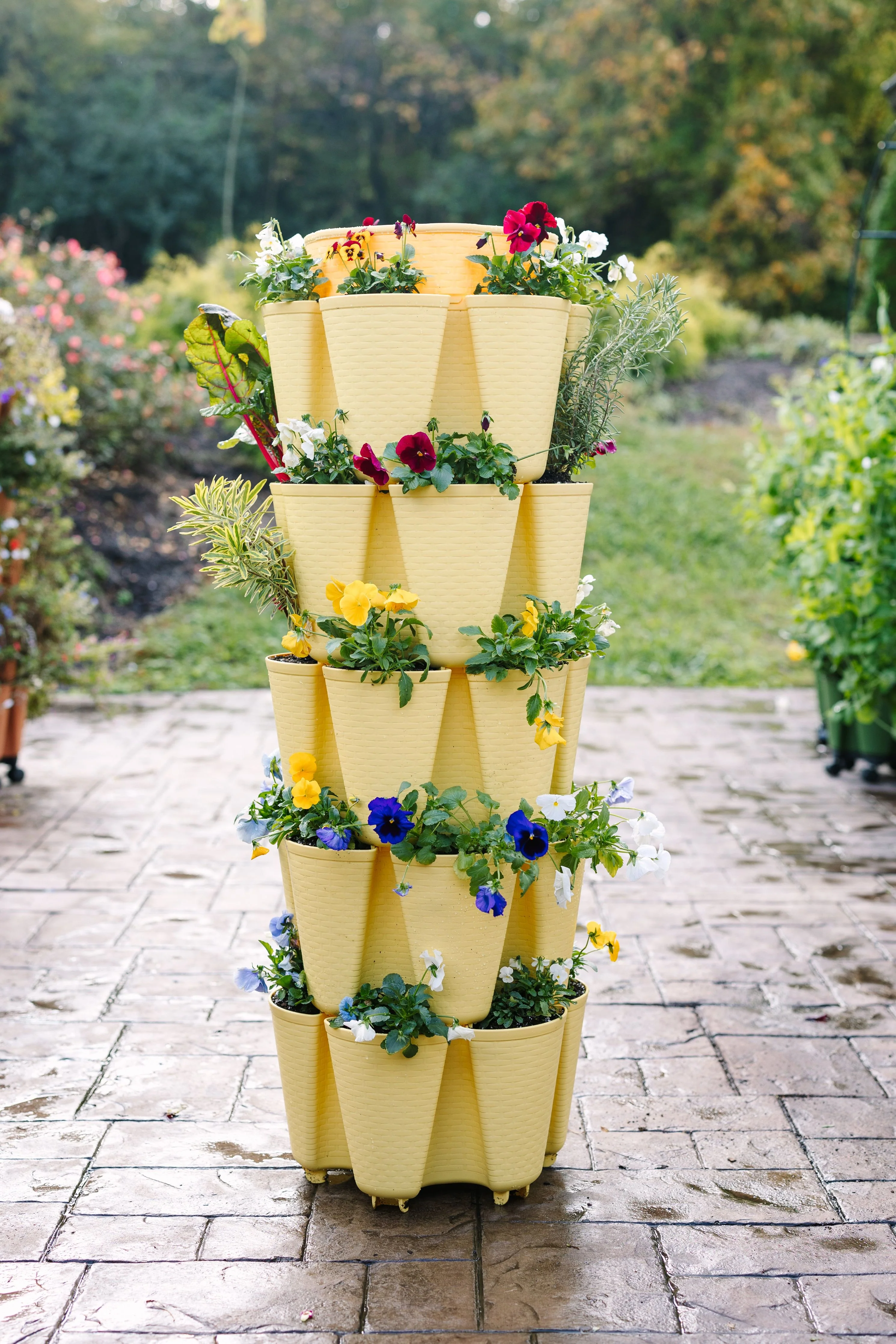 5 Tier GreenStalk Original Vertical Planter | Lemon (Basket Weave Texture) - Image 2