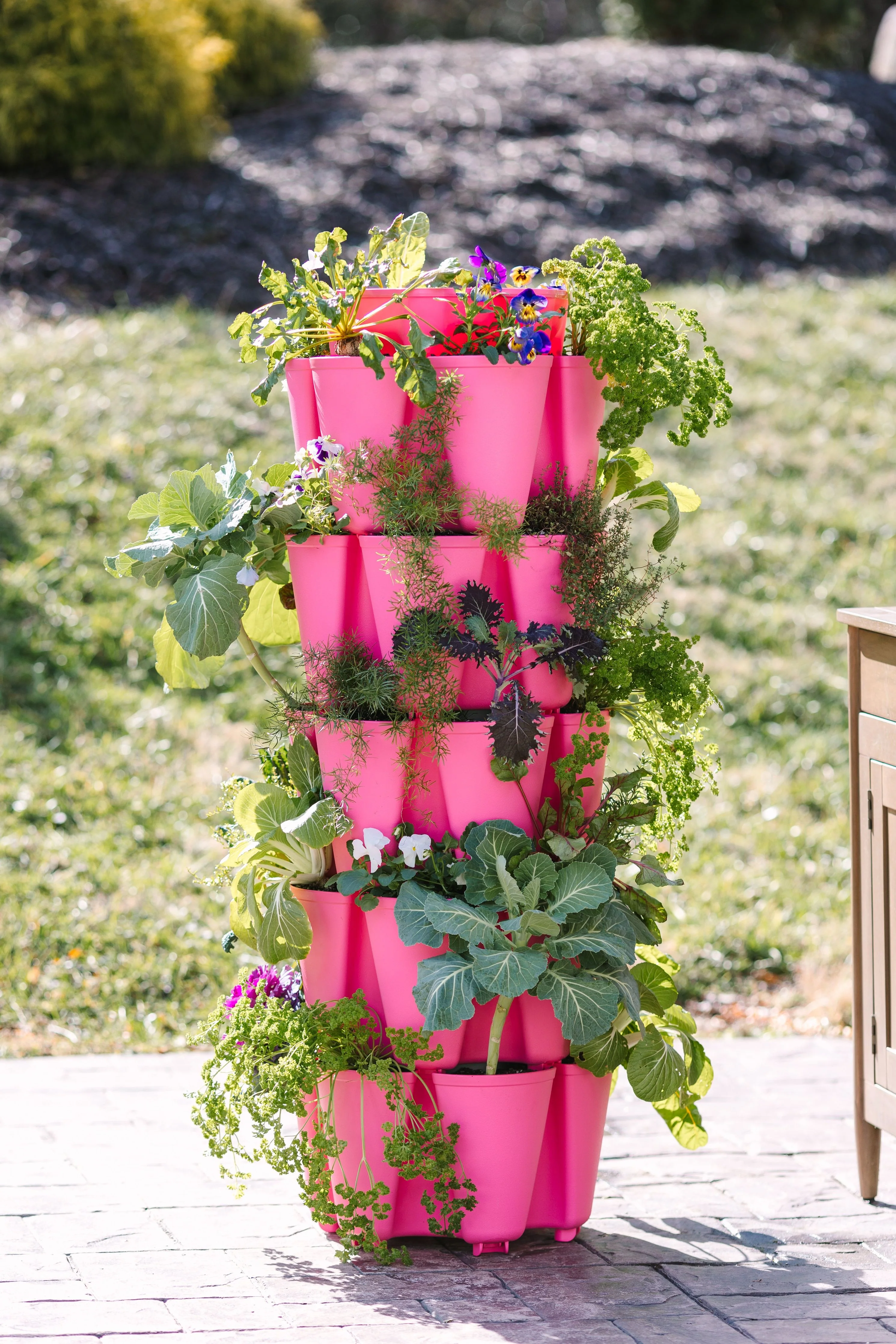 5 Tier GreenStalk Original Vertical Planter | Strawberry Pink (Basic Texture) - Image 5